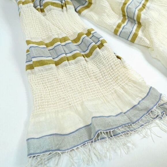 LemLem Scarf Wrap Womens Ambo Silver Striped Gauze Shawl Boho Lagenlook Artsy - Picture 9 of 10